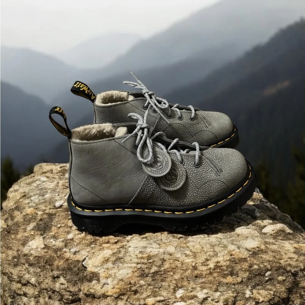Dr. Martens Church Nubuck and Pebble Monkey Boots. Grey Lace-Up Boots. NWOB - Picture 7 of 11